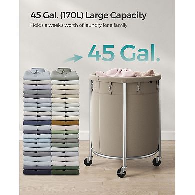 Laundry Hamper On Wheels, With Steel Frame And Removable Bag