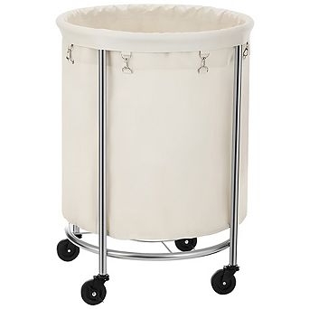 Laundry Hamper On Wheels, With Steel Frame And Removable Bag