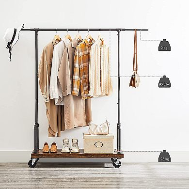 Rolling Clothes Rack, Garment Rack for Hanging Clothes with Wheels