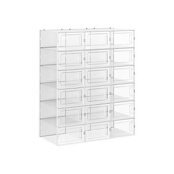 Pack Of 18 Stackable Shoe Storage Organizers, Versatile And Foldable For Sneakers