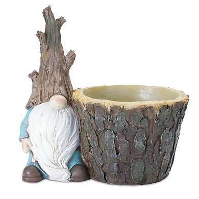 Tree Trunk Gnome Planter (set Of 2)