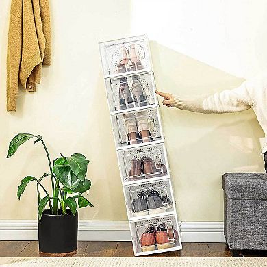 Pack of 18 Stackable Shoe Storage Organizers, Foldable and Versatile for Sneakers