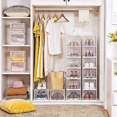 Pack of 18 Stackable Shoe Storage Organizers, Foldable and Versatile for Sneakers