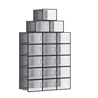 Pack of 18 Stackable Shoe Storage Organizers, Foldable and Versatile for Sneakers