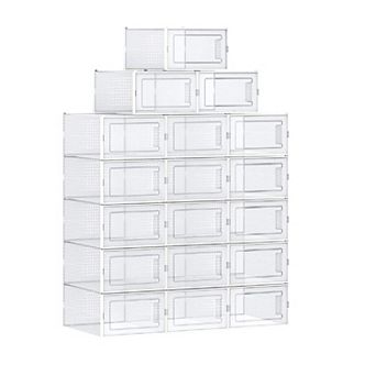 Pack of 18 Stackable Shoe Storage Organizers, Foldable and Versatile for Sneakers