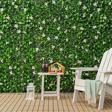 Expandable Faux Ivy Privacy Screen Fence Panel with 1 Flower Pack