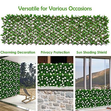 Expandable Faux Ivy Privacy Screen Fence Panel with 1 Flower Pack