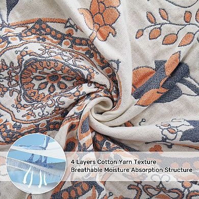Unikome Super Soft Breathable Cotton Throw Blanket - Lightweight Textured Blanket
