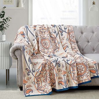 Unikome Super Soft Breathable Cotton Throw Blanket - Lightweight Textured Blanket