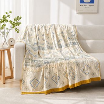 Unikome Super Soft Breathable Cotton Throw Blanket - Lightweight Textured Blanket, 60x80"