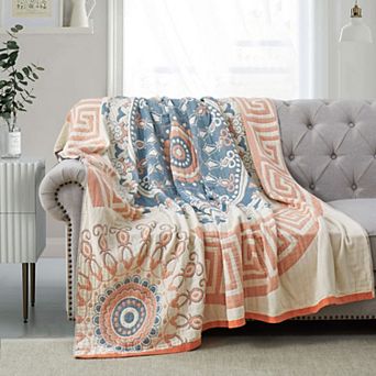 Unikome Super Soft Breathable Cotton Throw Blanket - Lightweight Textured Blanket