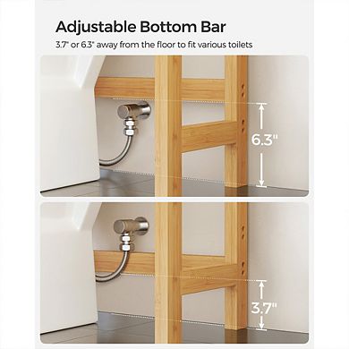 Over-the-toilet Storage, 3-tier Bamboo Bathroom Organizer With Adjustable Shelves