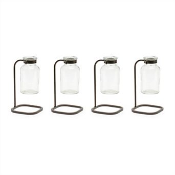 Bottle Vase In Iron Stand (Set Of 4)