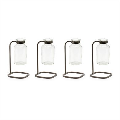 Bottle Vase In Iron Stand (Set Of 4)