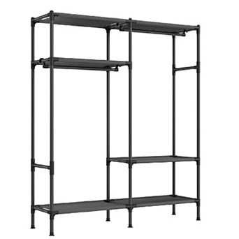 Garment Rack, Portable Closet Wardrobe, 65-Inch Clothing Rack with Hanging Rails and Shelves