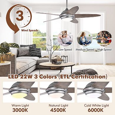 52 Inch Ceiling Fan with Lights and 3 Lighting Colors
