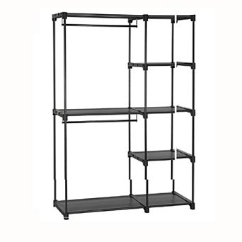Freestanding Closet Organizer, Portable Wardrobe with Hanging Rods, Clothes Rack, Storage Organizer