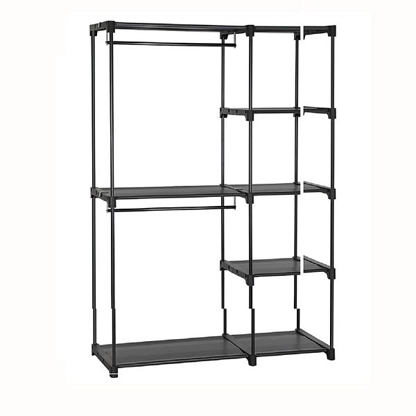 Freestanding Closet Organizer, Portable Wardrobe with Hanging Rods