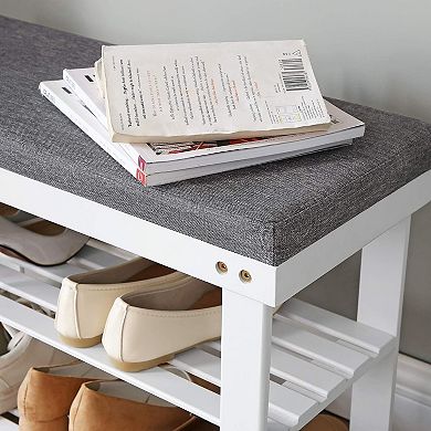 Wicker Shoe Bench, 2-tier Shoe Rack, Stable Shoe Organizer For Entrywa