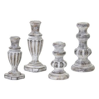 White Washed Stone Candle Holder (set Of 4)