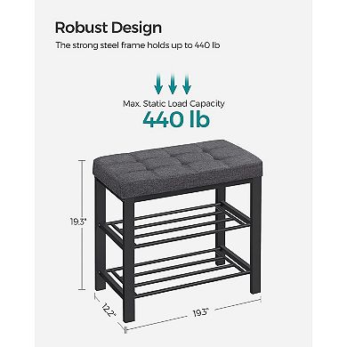 3-tier Shoe Rack For Entryway, Storage Organizer With Foam Padded Seat