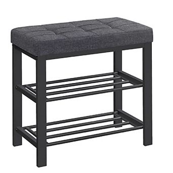 3 tier Shoe Rack For Entryway, Storage Organizer With Foam Padded Seat