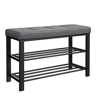 3 tier Shoe Rack For Entryway, Storage Organizer With Foam Padded Seat