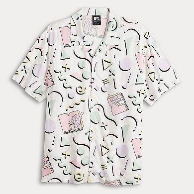 Men's MTV 90's Print Button Front Top