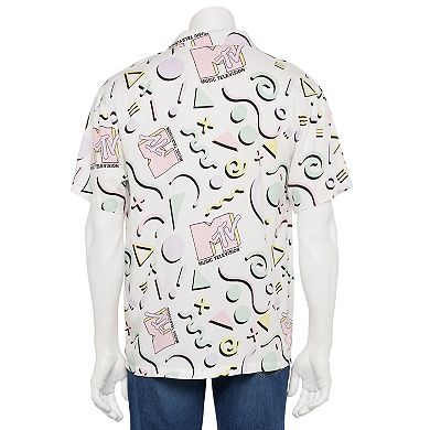 Men's MTV 90's Print Button Front Top