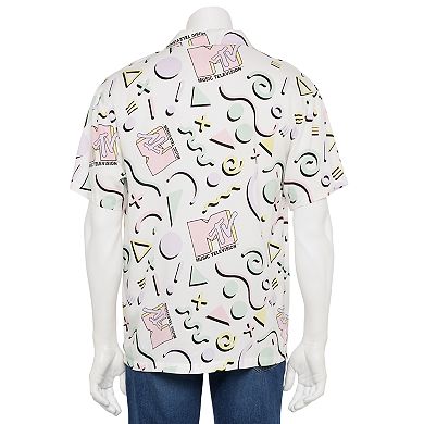 Men's MTV 90's Print Button Front Top