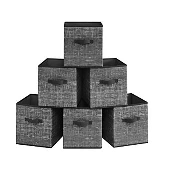 Set Of 6 Fabric Storage Bins, Cube Storage Bins, Fabric Storage Bins With Dual Handles