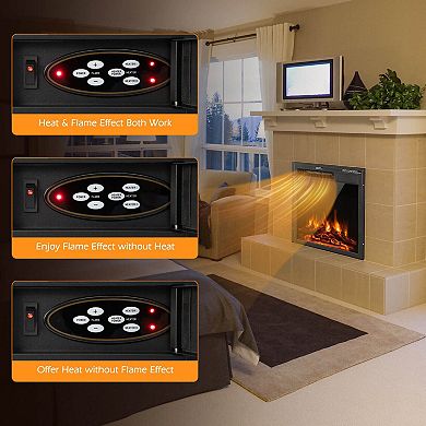22in Electric Fireplace Insert with 7-Level Adjustable Flame Brightness - 22in