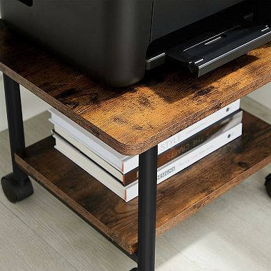 Industrial Under Desk Printer Stand, 2-tier Mobile Machine Cart With Shelf