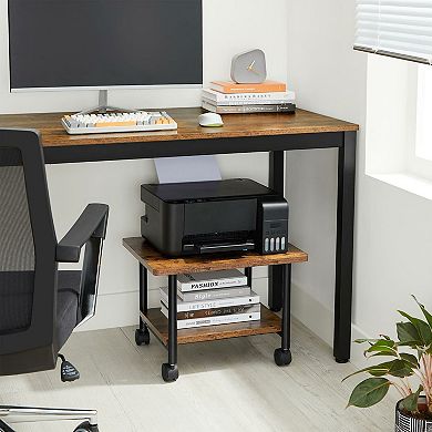 Industrial Under Desk Printer Stand, 2-tier Mobile Machine Cart With Shelf