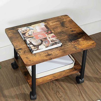 Industrial Under Desk Printer Stand, 2-tier Mobile Machine Cart With Shelf