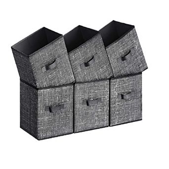 Set Of 6 Fabric Storage Bins, Cube Storage Bins, Fabric Storage Bins With Dual Handles