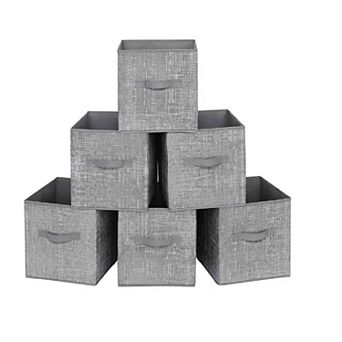 Set Of 6 Fabric Storage Bins, Cube Storage Bins, Fabric Storage Bins With Dual Handles