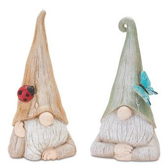 Gnome Statue With Wood Grain Design (set Of 2)
