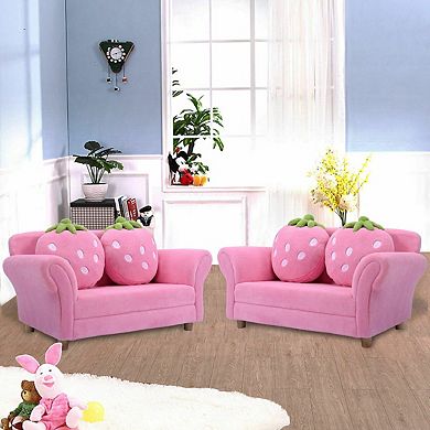 Kids Strawberry Armrest Chair Sofa-Pink