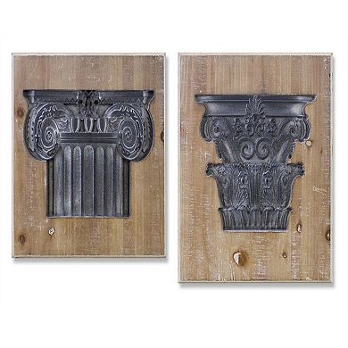 Vintage Pillar Design Wall Plaque (set Of 2)
