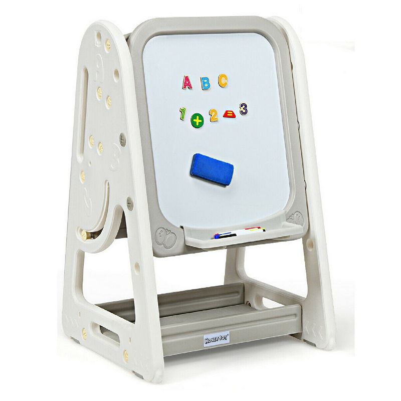 Kids Art Easel with Paper Roll Double-Sided Regulable Drawing Easel Plank 