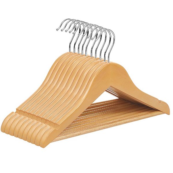 Kids Wooden Hangers 10 Pack, Solid Wood Baby Hangers, Children's Coat Hangers With Pants Bar