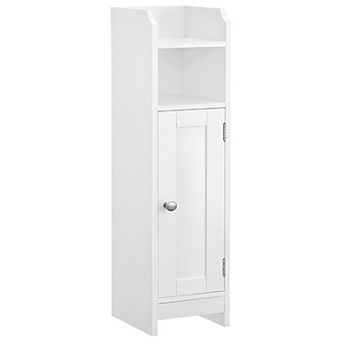 Compact Bathroom Storage Floor Cabinet Slim Corner Organizer with Adjustable Shelves