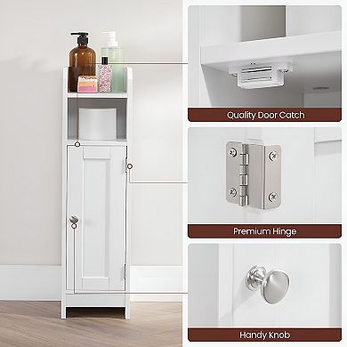 Compact Bathroom Storage Floor Cabinet Slim Corner Organizer with Adjustable Shelves