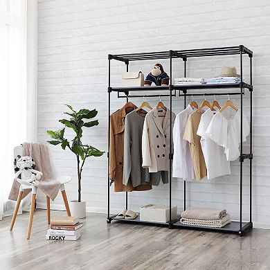 Closet Storage Organizer, Portable Wardrobe with Hanging Rods, Clothes Rack, Foldable, Cloakroom