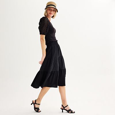 Women's Nine West Eyelet Midi Skirt