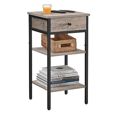 Tall Nightstand with Drawer and 2 Shelves