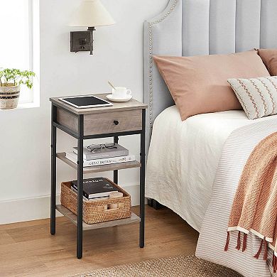 Tall Nightstand with Drawer and 2 Shelves