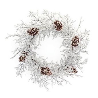Iced Twig Pinecone Wreath 24"d