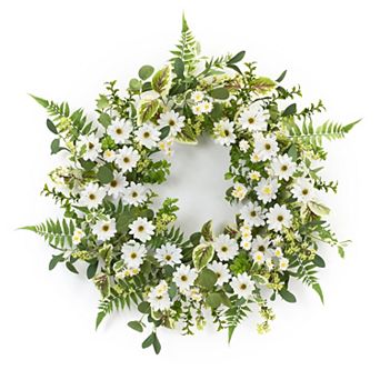 Mixed Fern And Daily Floral Wreath 22.5"d